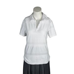 L'Etoile Sport Lace Polo Women's XL White Short Sleeve MSRP$165